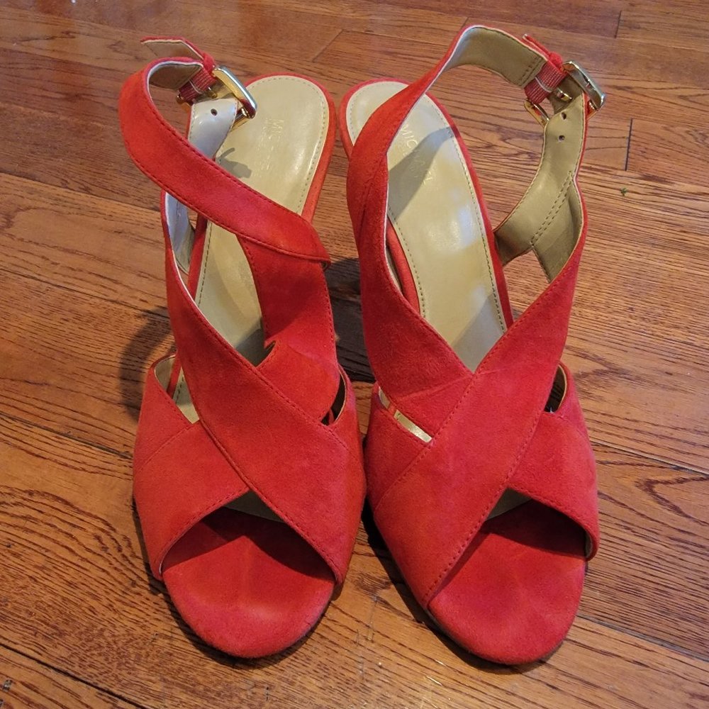 Michael Kors 4" Red Suede Sandal